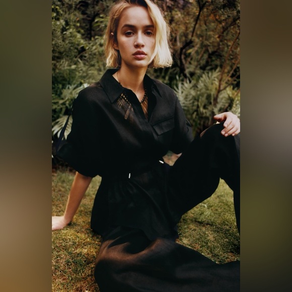 ZARA NWT 100% Linen Shirt Size M - Picture 3 of 6